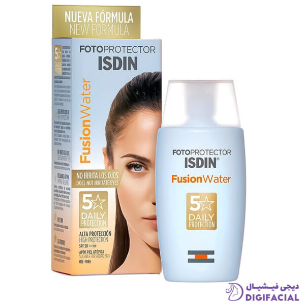 ضد آفتاب ایزدین فیوژن واتر SPF50 بدون رنگ حجم 50 میل